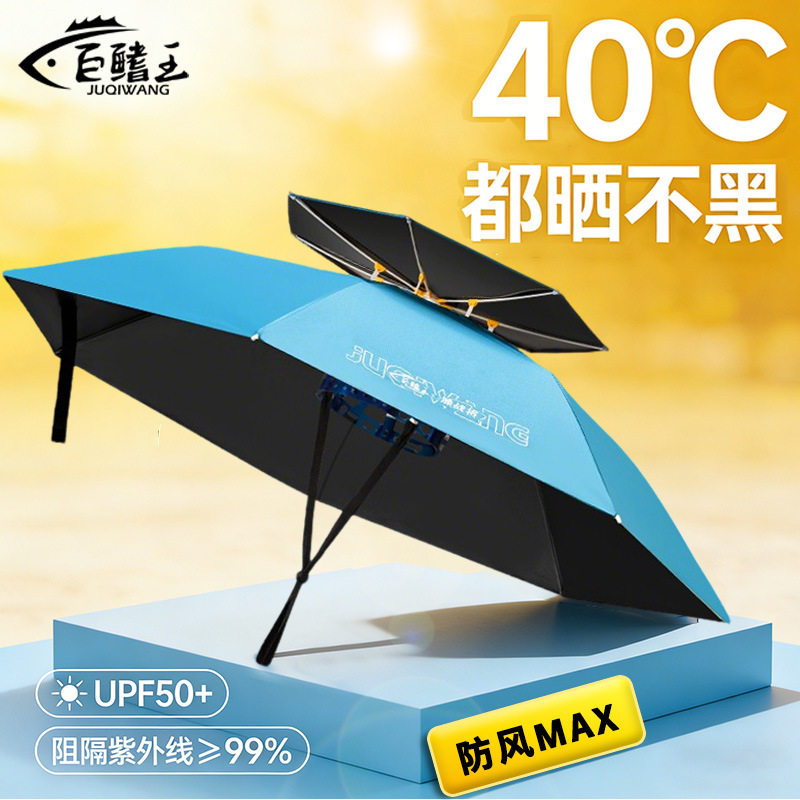 新款头戴式雨伞防晒雨伞帽钓鱼专用头顶雨伞遮阳伞便携式雨伞