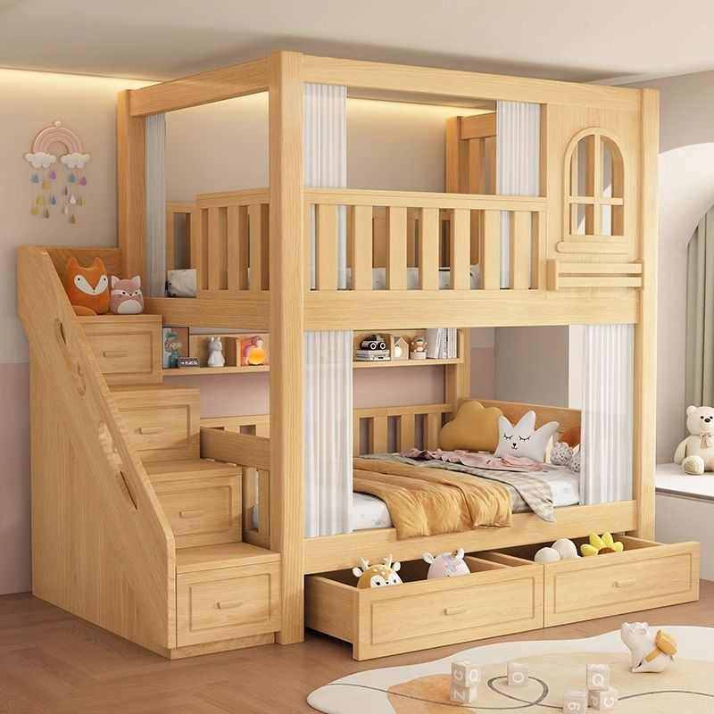 新款实木双层床上下铺两层双人床现代简约儿童高低床子母床床,住宅家具,高低/子母床,淘宝优惠券,粉丝福利购,淘宝优惠卷