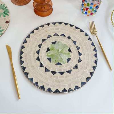 圆形北欧轻奢ins风彩贝隔热垫 创意贝壳圆餐垫高级感桌面盘垫装饰