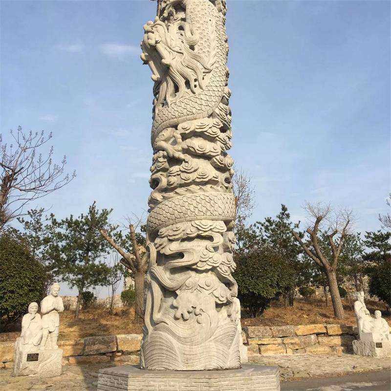 石雕盘龙柱厂家供应城市建设广场园林景观摆件景区大门雕刻天然石