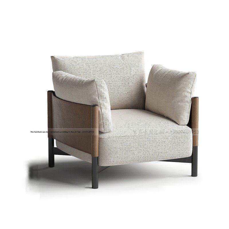 北欧实木单人沙发现代轻奢售楼处洽谈椅意式设计师样板间休闲椅子