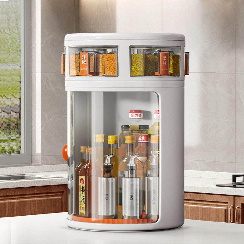 厨房旋转置物架台面转角多功能储物调味品料圆形旋转式调料收纳盒