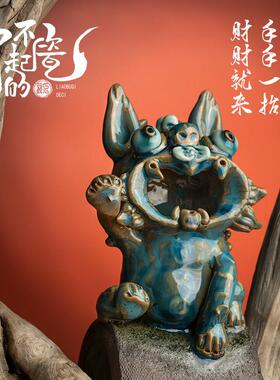 瓦猫云南非遗手工陶瓷文创特色传统小摆件装饰品送人礼物礼品招财