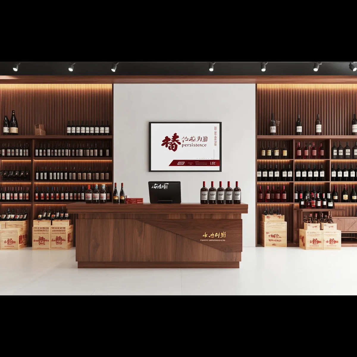 定制整店输出红酒店名酒馆红酒柜木结构配套设计多功能展示柜