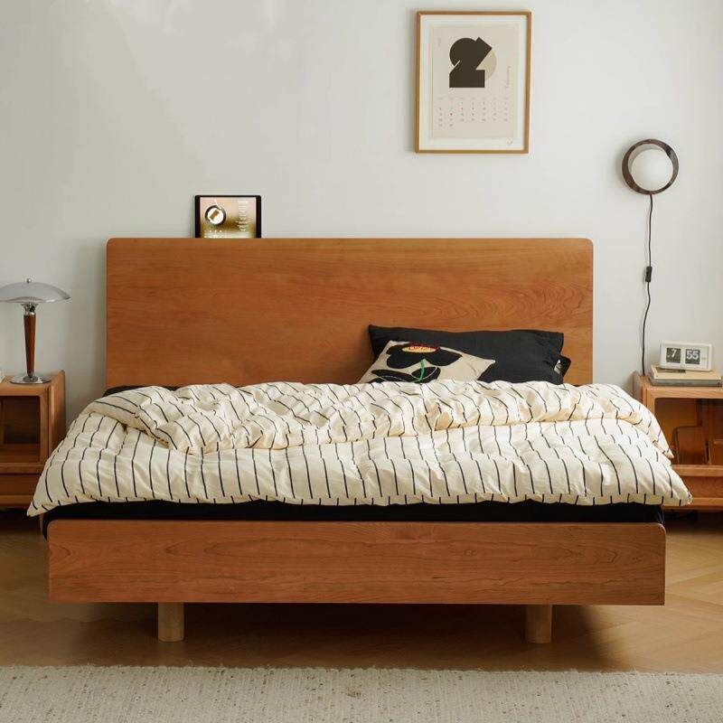 欧拉家具北欧复古卧室实木床1.5m齐边床悬浮床1.8米主卧双人床