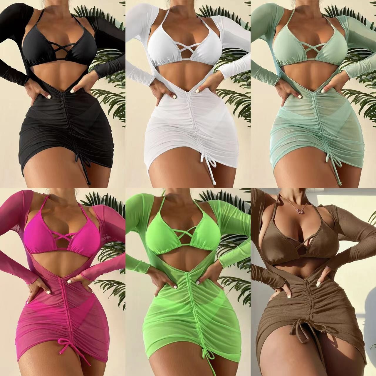 Three long gauze skirts, rope ties, swimsuits,图片