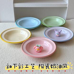 猫咪饭碗大口径陶瓷猫碗狗碗猫食盆防打翻浅口碗釉下彩宠物用品