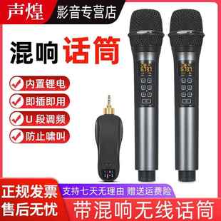 Q60无线话筒一拖二家用K歌演唱混响音箱带蓝牙充电动圈声卡麦克风