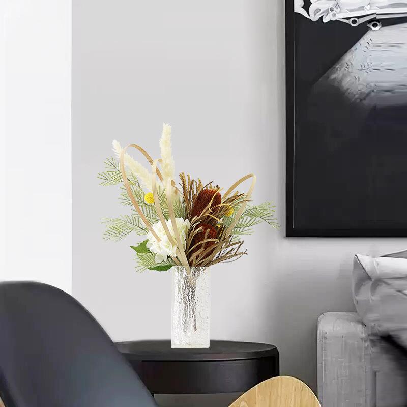 现花代简约仿花艺亚克力瓶装饰花客厅桌真面售楼处谈洽RNT桌软装