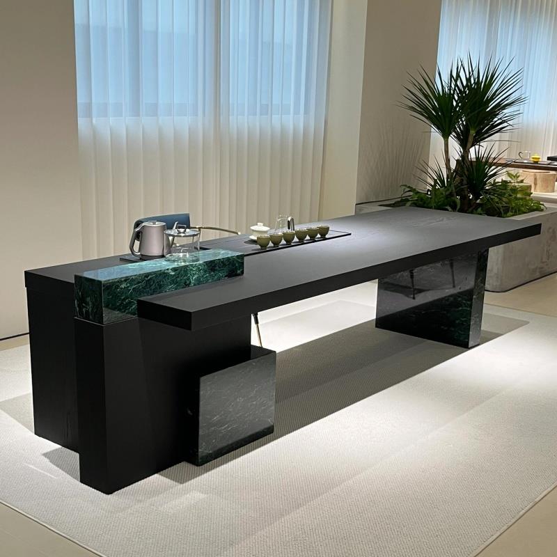 高档中式黑胡桃木茶台轻奢现代高新级感合实木茶桌椅组2025泡新款