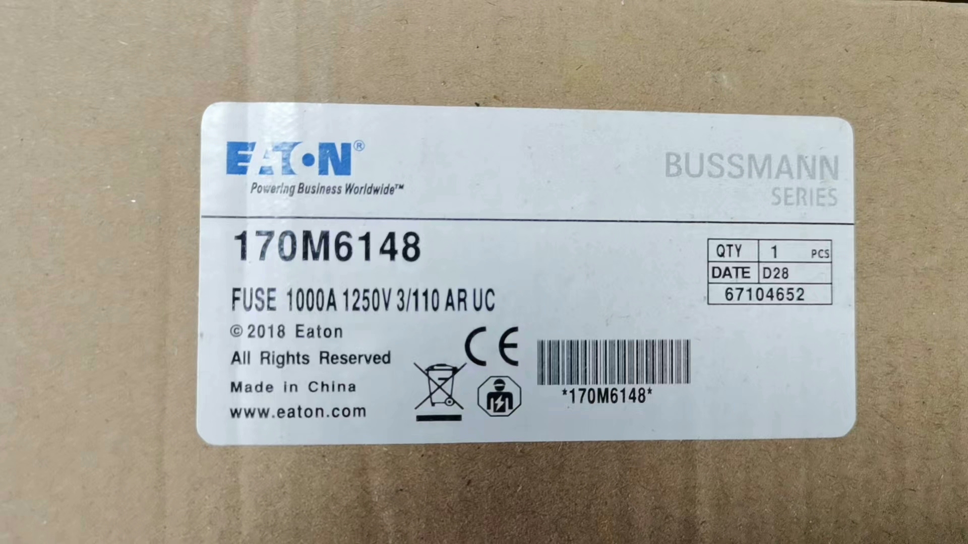 伊顿 170M6148  全新原装正品 FUSE 1000A