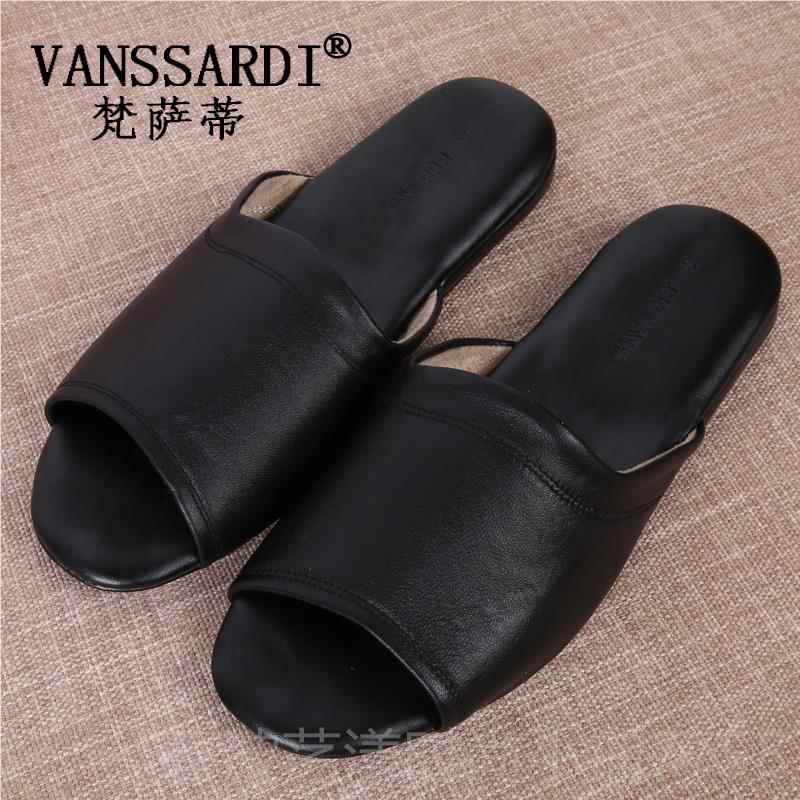 高档真皮鞋凉拖男士室内家居羊皮拖夏鞋一字露 趾手工凉鞋木地板