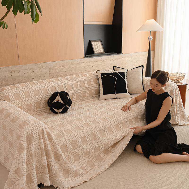 2025新款奶油风沙发巾懒人一整张秋冬直排防尘沙发盖布巾