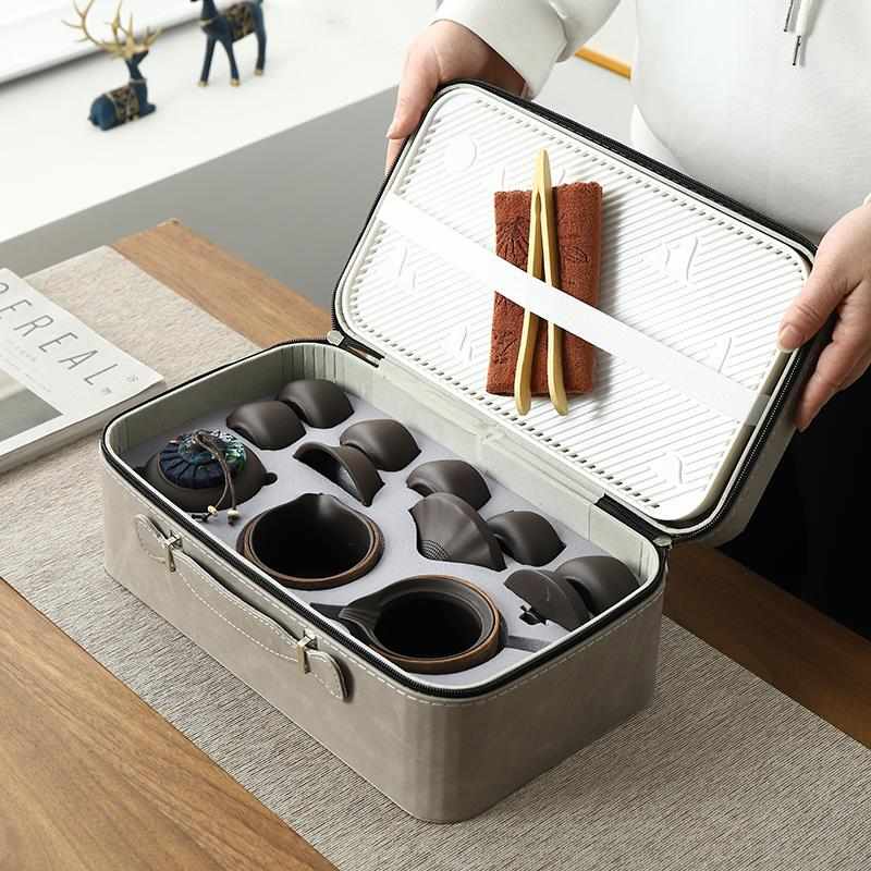 紫砂旅行陶瓷功夫茶具小套装家用户外便携式简约办公室茶杯泡茶壶