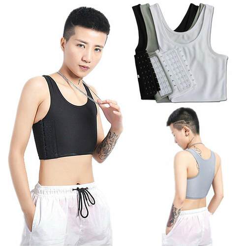 Casual Breathable Buckle Short Chest Breast Binder Vest Tops