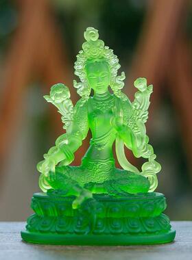 禅越琉璃绿度母观音菩萨佛像装饰佛堂客厅家拜迷你小佛像