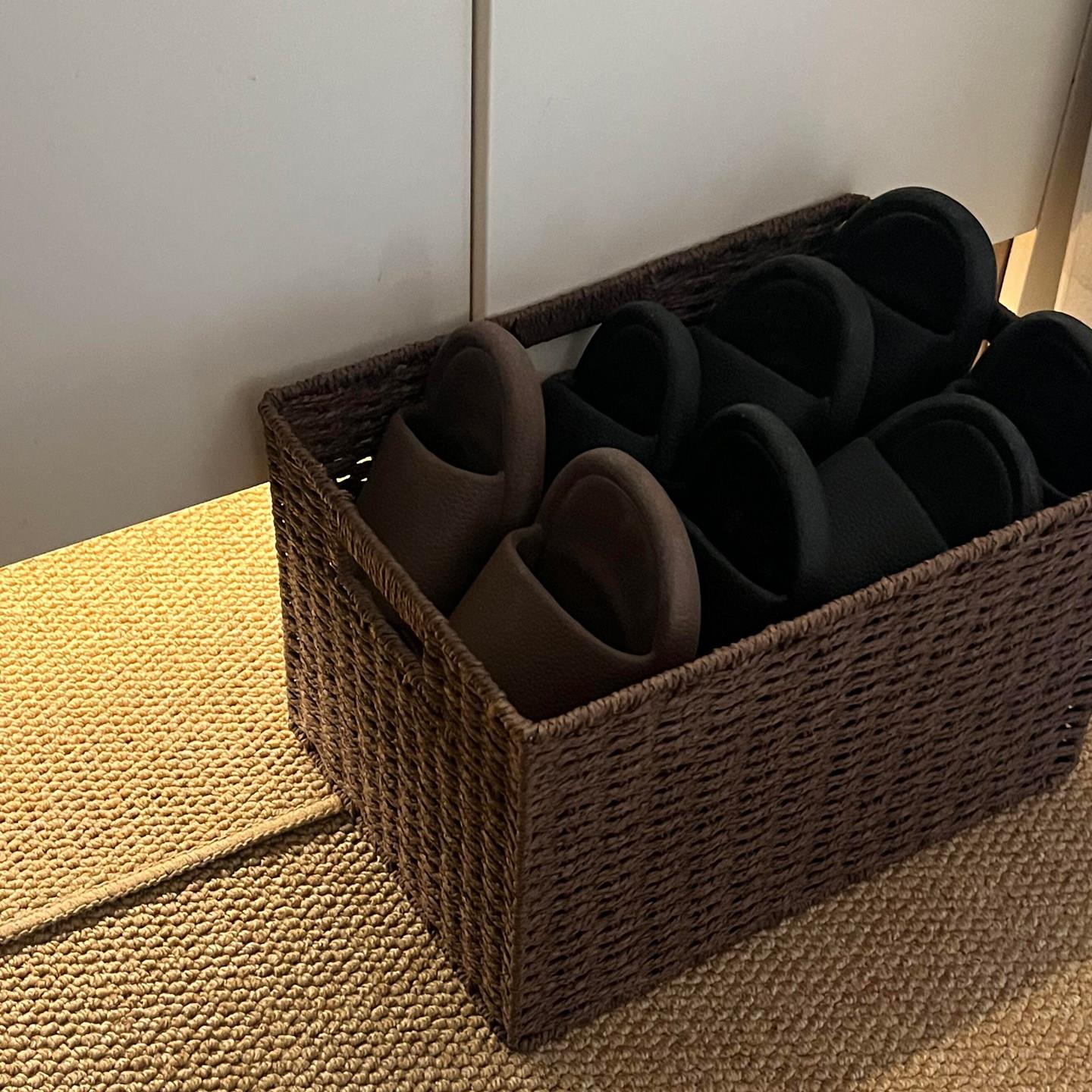 【新家的100个快递】藤编拖鞋收纳筐家用入户鞋柜整理大容量