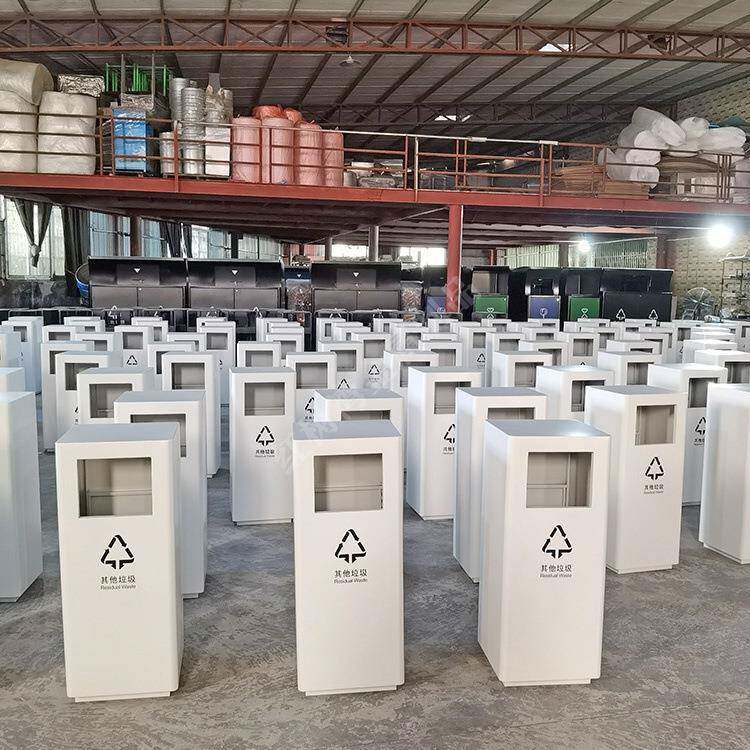 户外室内简约小区电梯口方形加厚不锈钢白色烤漆果皮箱其他垃圾桶