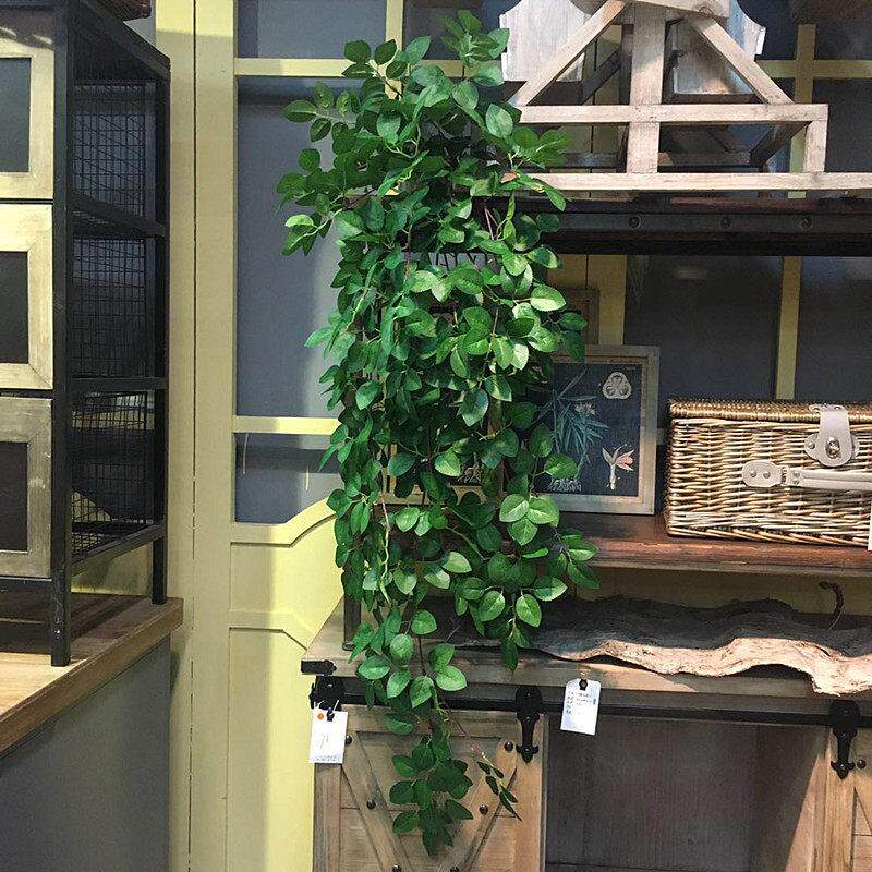 1.1米模拟玫瑰叶墙面挂藤藤丝花假叶家居墙面装饰绿色植物绿叶