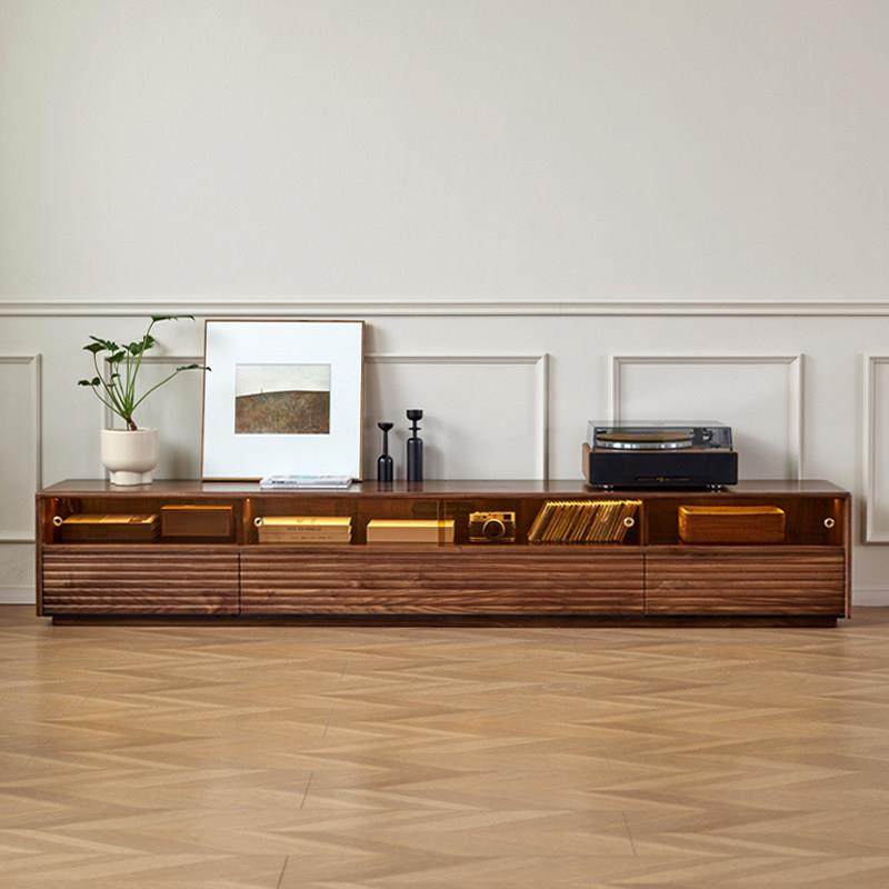 北美黑胡桃木电视柜实木柜带灯客厅日式简约意式落地储物柜,住宅家具,电视柜,淘宝优惠券,粉丝福利购,淘宝优惠卷