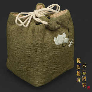 创意手绘茶具布包一壶两杯茶壶茶杯袋加厚棉麻旅行便携收纳包