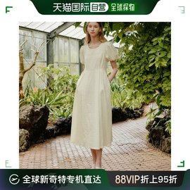 自营|lookast礼服浅米黄色经典低领潮流，时尚百搭长款舒适短袖