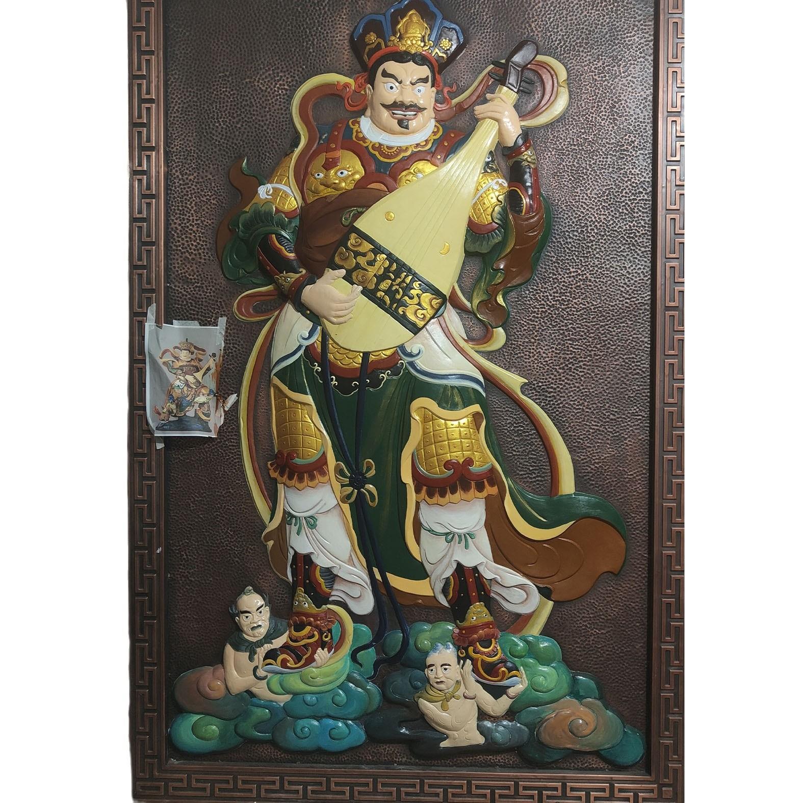 紫铜锻造铜浮雕铜版画四大天王金属彩绘铜彩绘壁画厂家直销