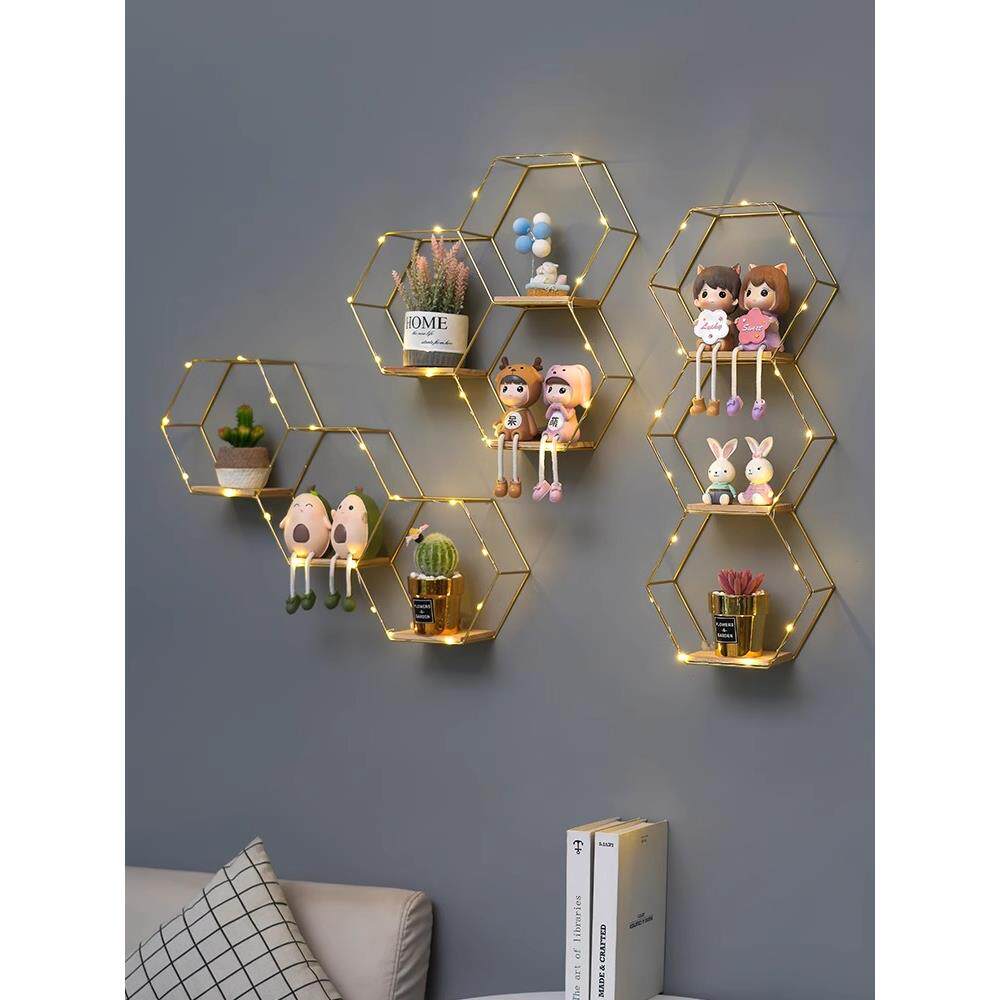 墙上置物架免打孔卧室墙面装饰创意餐厅墙壁挂架床头架子房间布置