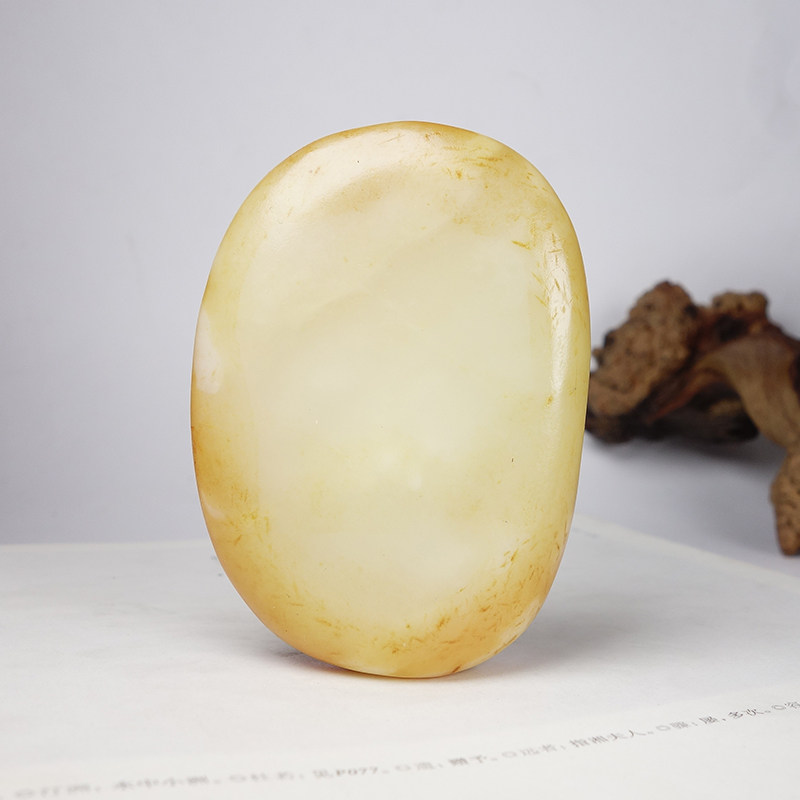 时来运转保真新疆和田玉白玉籽料独籽原石原料黄沁把件157.06g