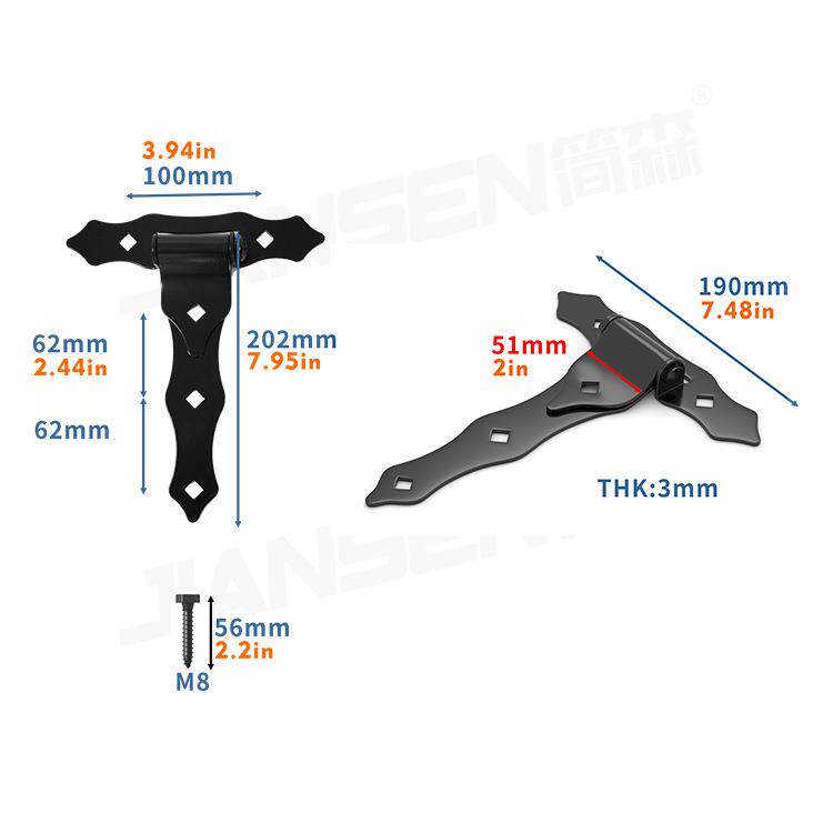 PVC篱笆铰链花园门合页 木栅栏门合页铝护栏铰链带弹簧可调节