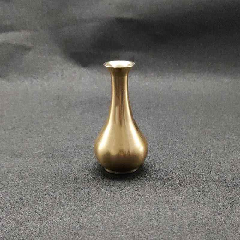 黄铜迷你水培小花瓶干鲜花枯枝客厅桌面酒架创意小摆件插花器