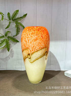 琉璃酒柜奢中古高级家居花瓶高级摆件轻插花样板间器酒店橙色客厅