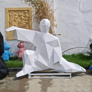 户外不锈钢打太极人物雕塑公园草地校园景观运动装 饰品雕塑不锈钢