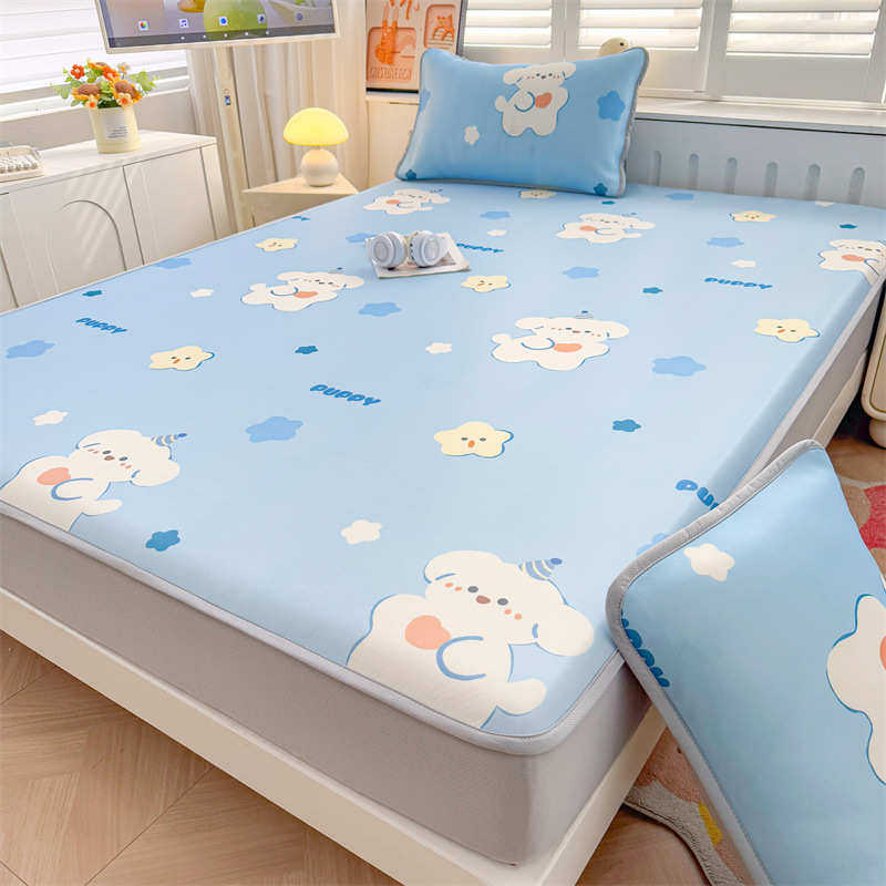 丝床罩凉席席小空调款笠冰冰碳床三件套绑带席光丝夏季印花清新,床上用品,床裙,淘宝优惠券,粉丝福利购,淘宝优惠卷