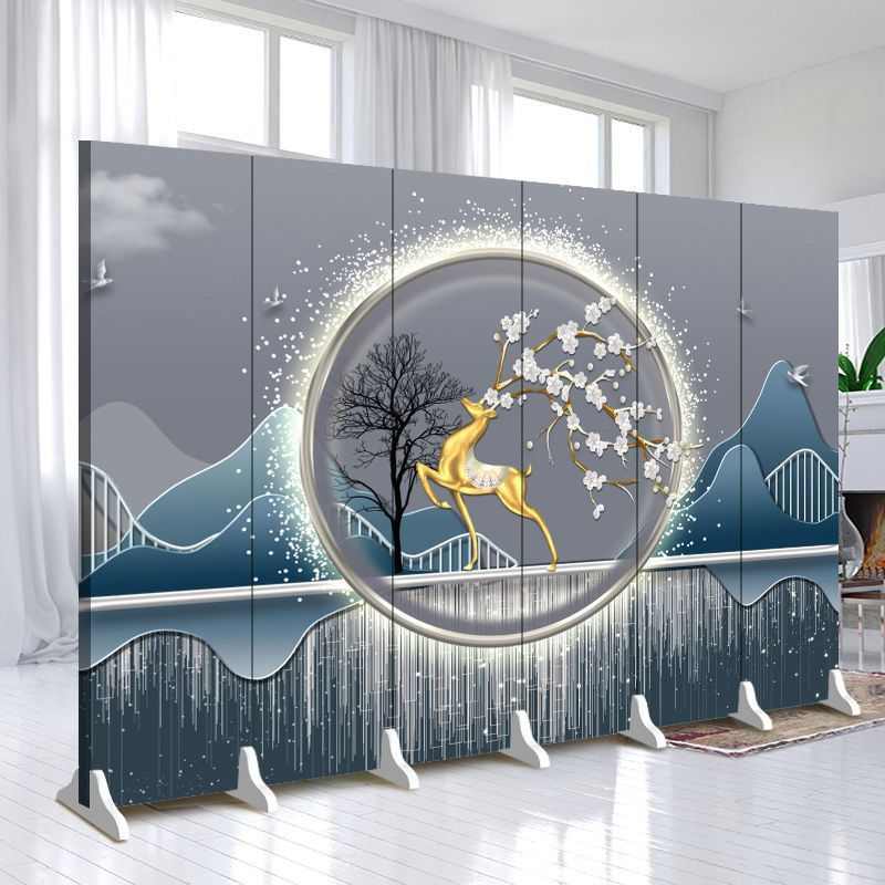 欧式现代麋鹿屏风隔断简约客厅卧室办公室可折叠移动酒店饭店遮挡