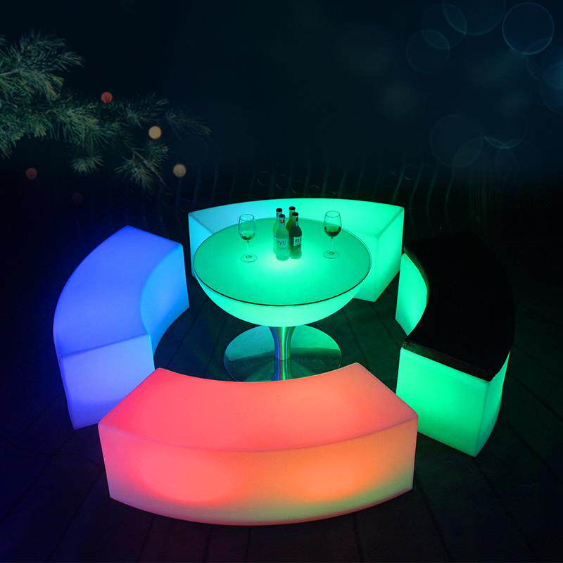 LED七彩发光沙发弧形凳户外桌椅组合KTV时尚酒吧散台茶几桌