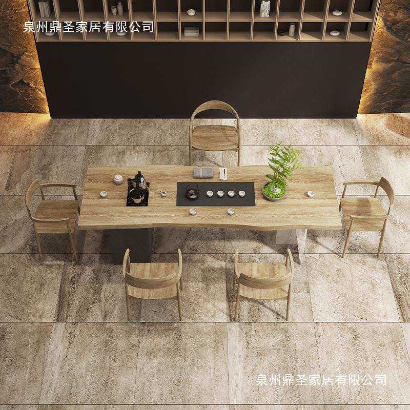 力 椅腿会客曲实木新泡茶桌组合 边中式亚克桌椅仿古长凳洽谈茶桌