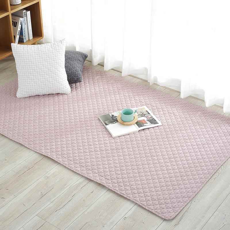 米纯棉布艺儿子地垫水洗全棉宝宝童爬行垫防滑榻榻垫床边垫可WRN