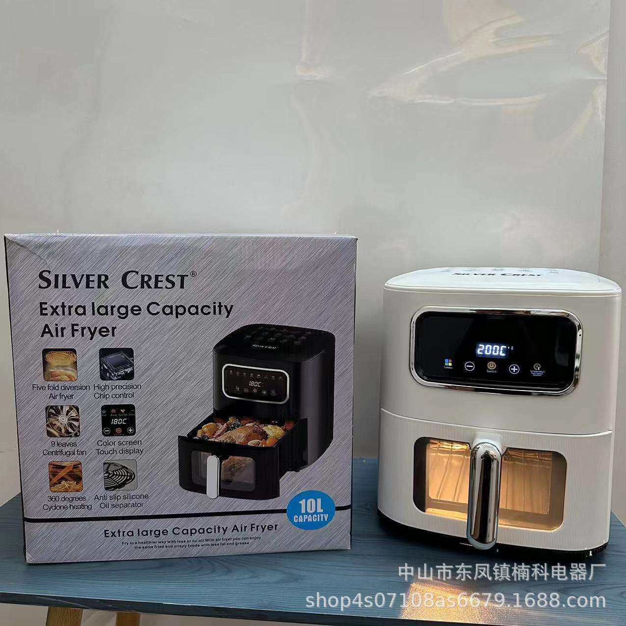 英文10L超大容量可视空气炸炸锅烤箱电炸锅油炸机多功能家用