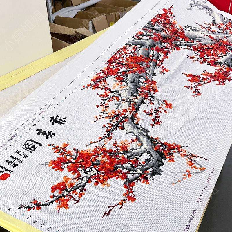 报春梅十字绣成品不带框纯手工出售已绣好的2025新款客厅花卉梅花