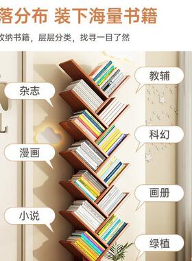 家用收纳立落架OXL创意书厅柜简易树形小架置物架地客一书体靠墙