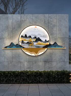 户外壁灯防水太阳能新中式山水画别墅楼梯过道庭院造景林园景观灯