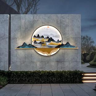 户外壁灯防水太阳能新中式 山水画别墅楼梯过道庭院造景林园景观灯