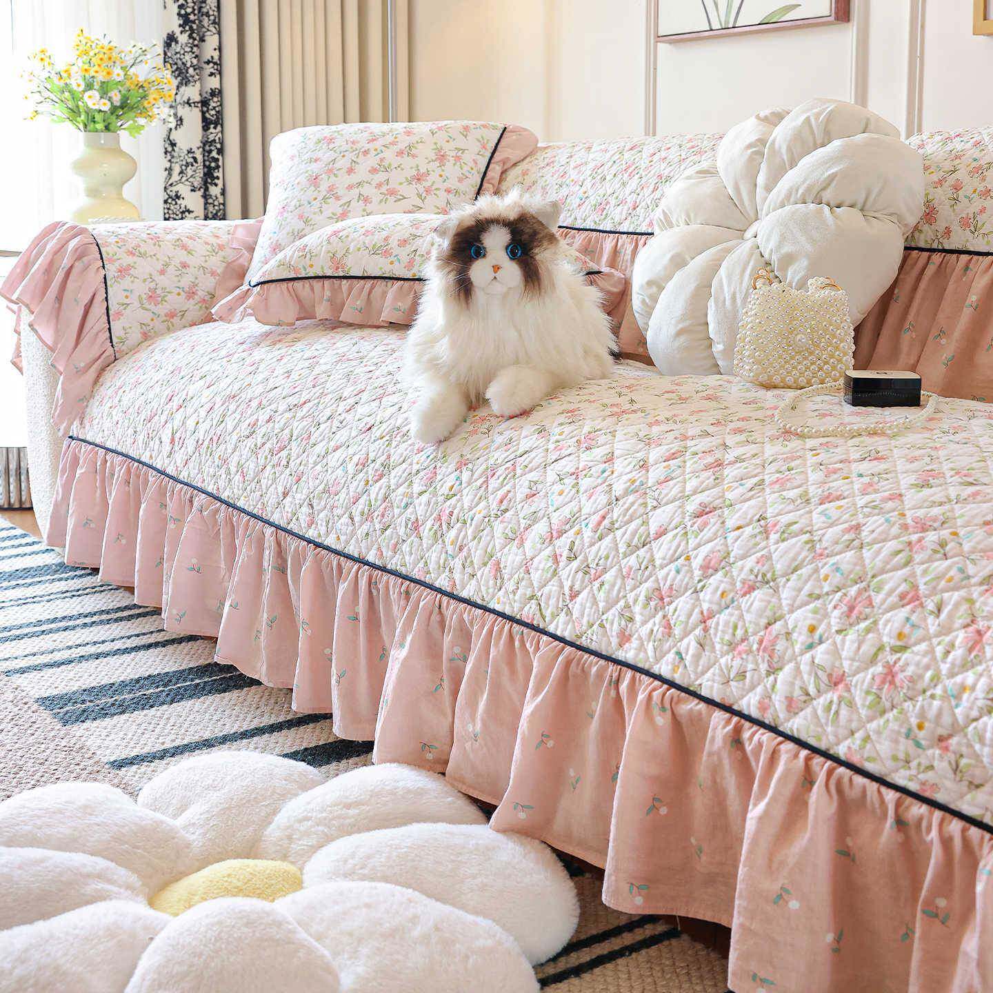 2025新款全棉沙发垫四季通用固定防滑防猫抓简约高级直排沙发垫子