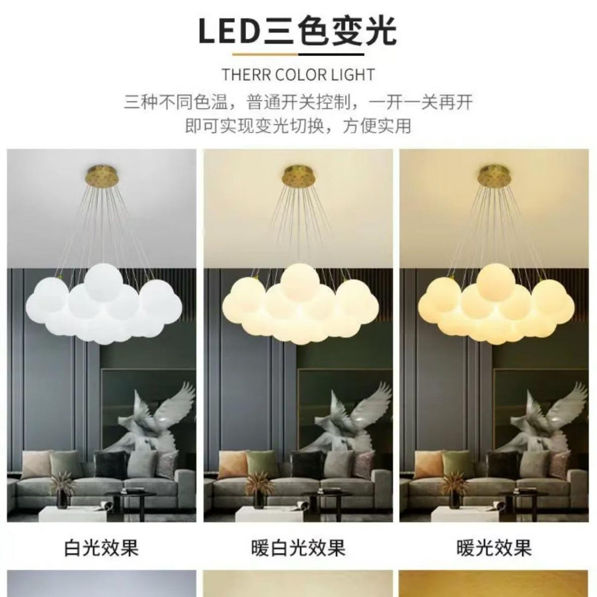 月球球灯卧星气球灯泡泡朵玻璃法701式轻奢奶油风云儿童室灯客厅