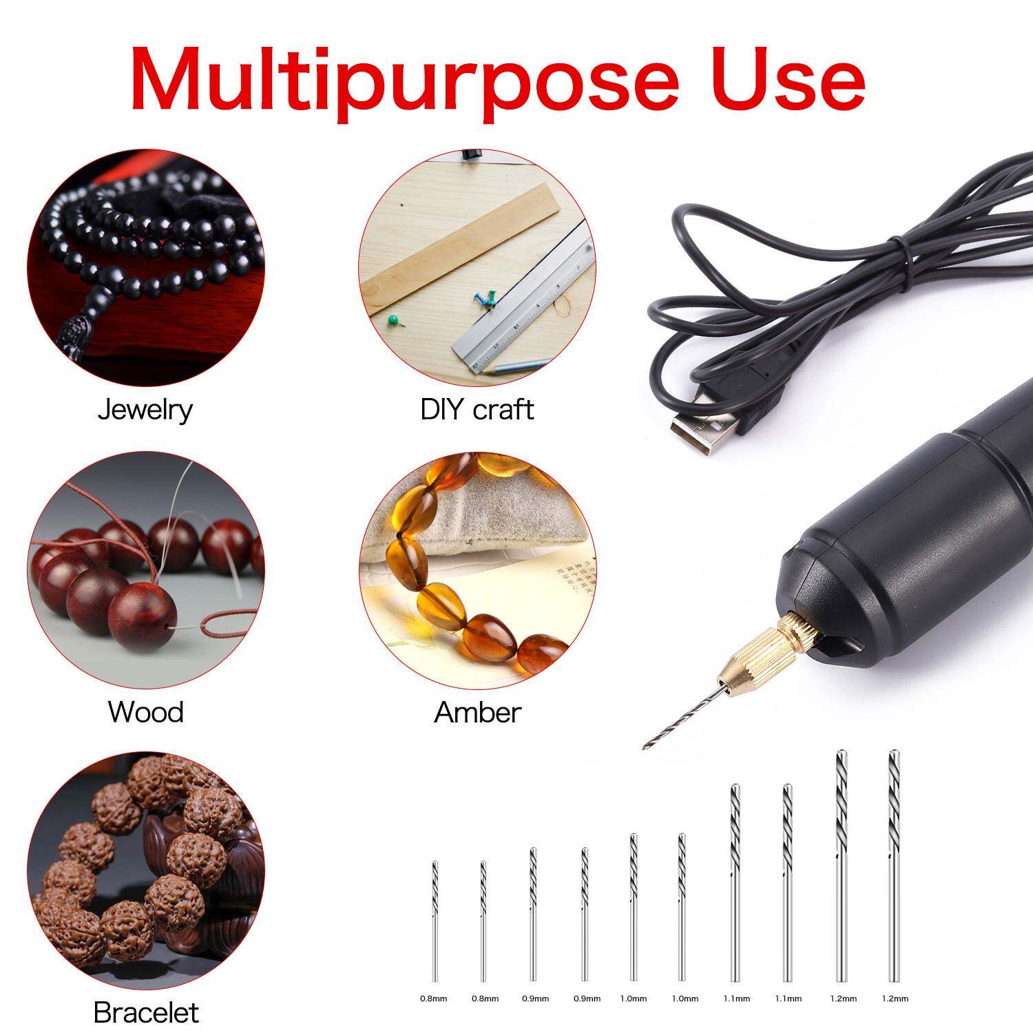 亚克力水晶滴胶珍珠打孔钻迷你电动微型手钻5V2A小功率usb小电钻