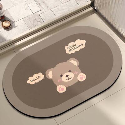 硅藻泥地垫卫生间浴室地垫强吸水卡通小熊厕所门口防滑垫