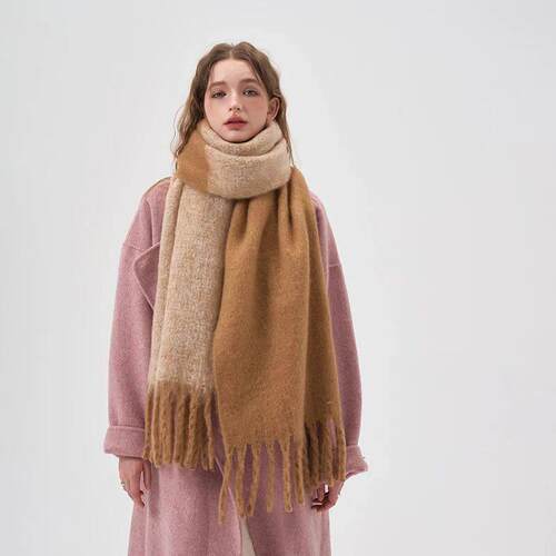 Colorblock Woman Scarves Imitation Cashmere Scarf Big Size W