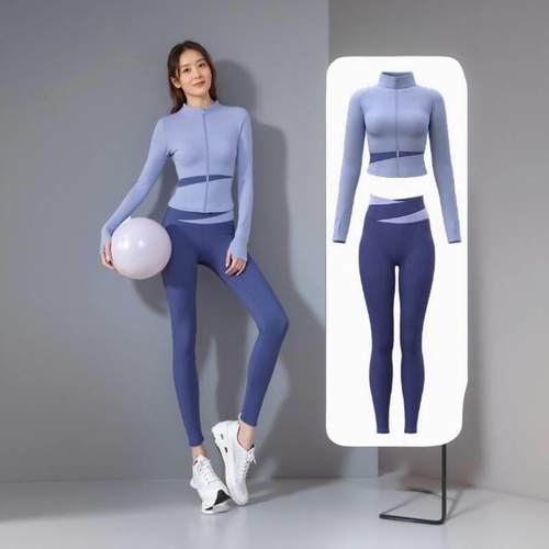 瑜伽服女2025秋冬新款普拉提训练晨跑步大码健身套装运动上衣春秋