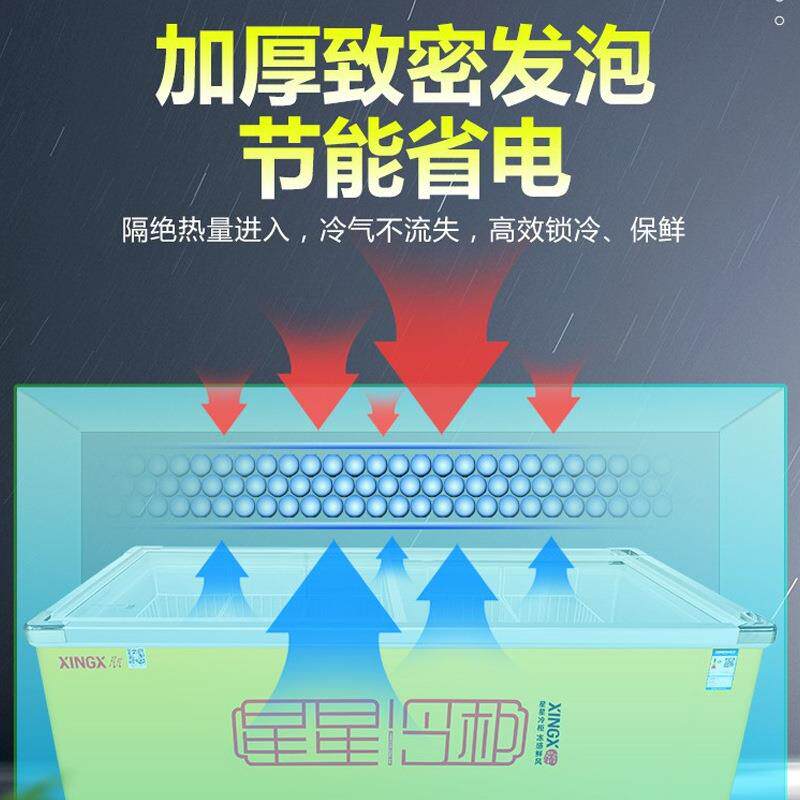 星星商用冷藏冷冻冰柜超市餐饮点菜柜岛柜玻璃门雪糕速冻展示柜
